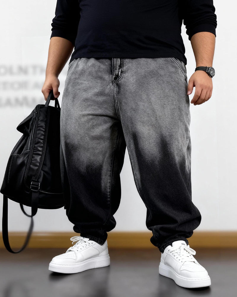 Big & Tall Men's Gradient Washed Jeans Loose Pants M-8XL