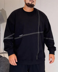 Big & Tall Men's Simple Sewing Line Crewneck Pullover Sweat XL-8XL