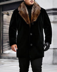 Big & Tall Men's Single-breasted Padded Medium And Long Woolen Coat M-5XL