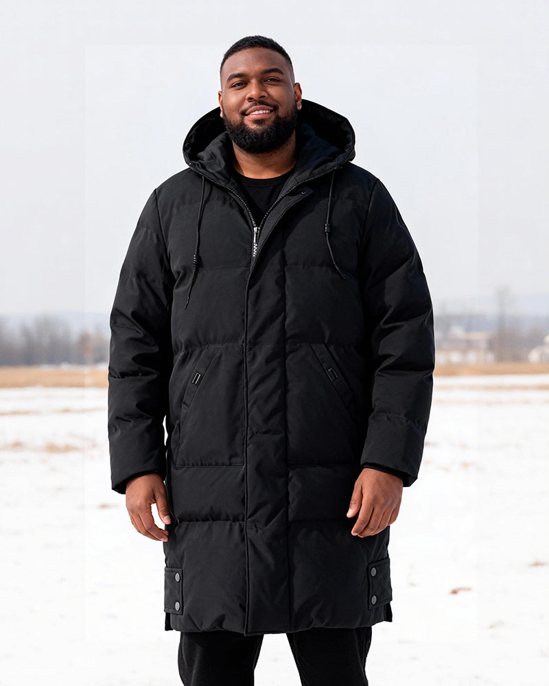 Big & Tall Men's Loose Hooded Padded Medium And Long Coat M-8XL