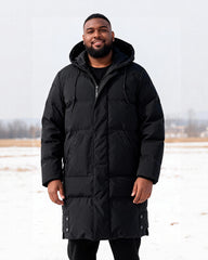 Big & Tall Men's Loose Hooded Padded Medium And Long Coat M-8XL