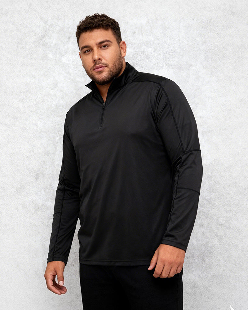 Big & Tall Men's Sunscreen UPF100 Base Shirt Long Sleeve Half Zipper T-shirt S-2XL