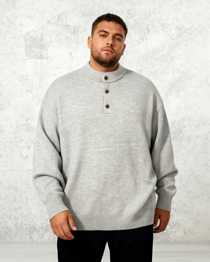 Big & Tall Men's Casual Solid Color Henry Neck Sweater M-3XL
