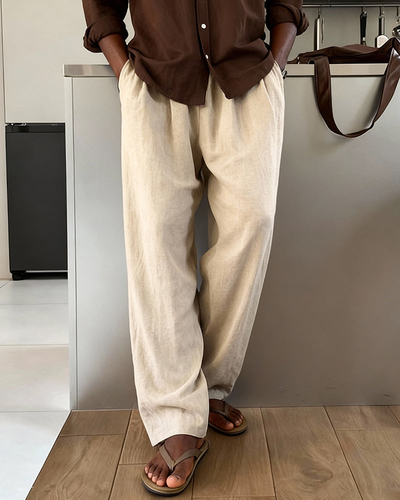 Big & Tall Men's Light Linen Casual Trousers M-2XL