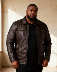 Big & Tall Men's Leather Plus Velvet Padded Motorcycle Jacket Coat M-5XL