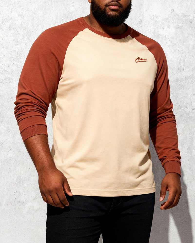Big & Tall Men's Stitching Raglan Sleeve Long Sleeve Cotton T-shirt L-2XL