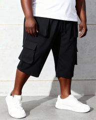 Big & Tall Men's Drawstring Multi-Pocket Loose Casual Claw Pants 7-Point Pants 2XL-6XL