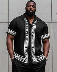 Big & Tall Men's Santa Claus Muscle Cosplay Printed Short Sleeve Shirt Shorts Set