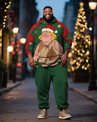 Big & Tall Men's Christmas Primitive Print Hoodie Suit