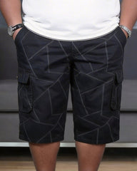 M-8XL Thin Men's Striped Work Multi-pocket Shorts