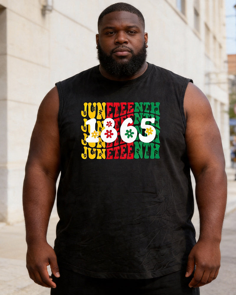 Big & Tall Men's Juneteenth 1865 Floral Print Round Neck Sport Vest