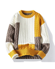 Big & Tall Men's Color Matching Kink Pattern Semi-turtleneck Sweater M-3XL