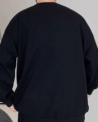 Big & Tall Men's Splicing Pocket Crewneck Plus Velvet Crewneck Sweatshirt 2XL-8XL