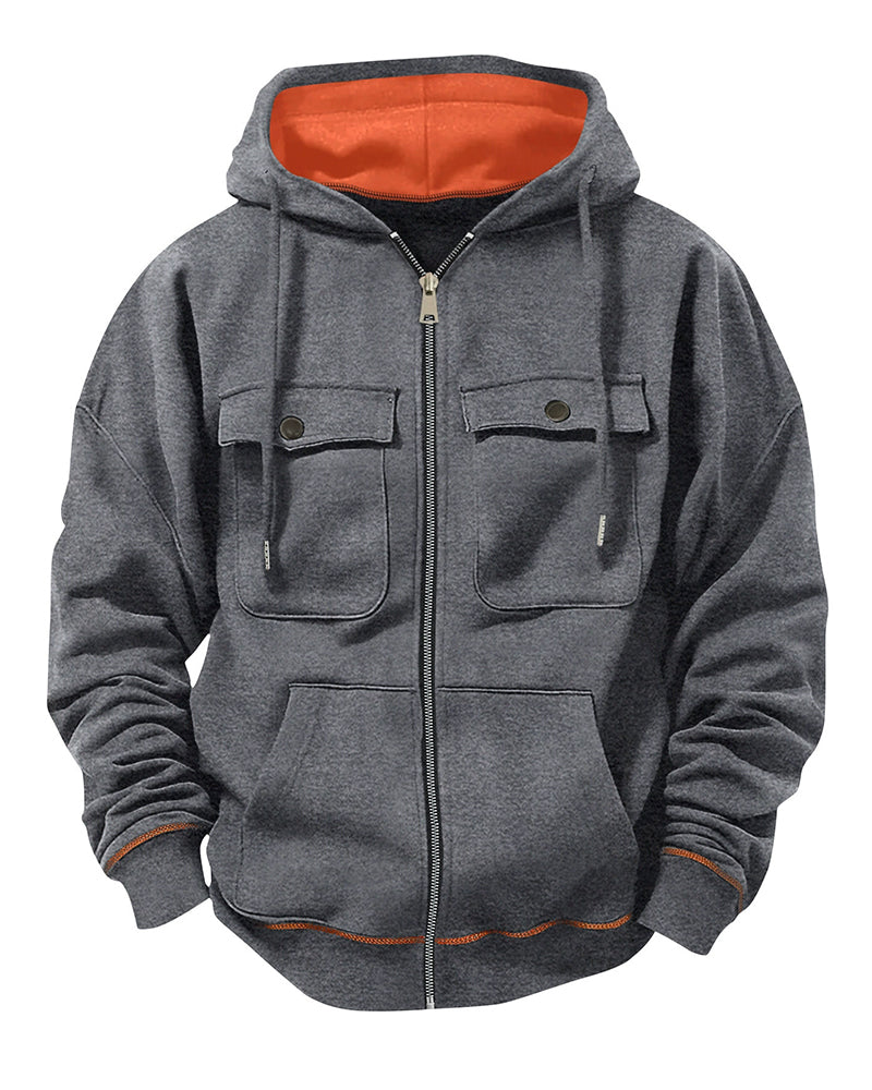 Big & Tall Men's Thickened Zipper Hooded Cardigan S-2XL