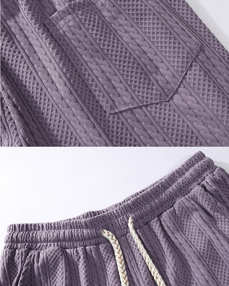 L-9XL Jacquard Texture Plaid Casual Shorts