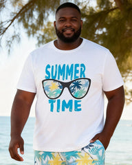 Big & Tall Men's Sunglasses Elements Summer Printed Round Neck Short Sleeve T-Shirt Shorts Set