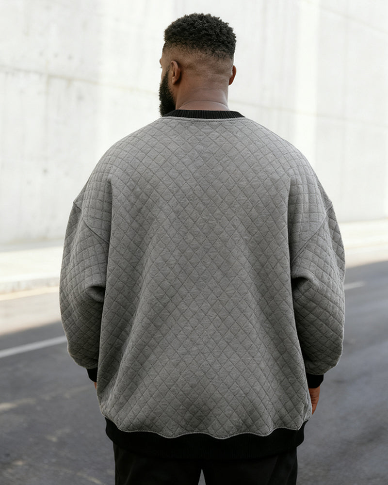 Big & Tall Men's Check Jacquard Crew Neck Pullover Sweater