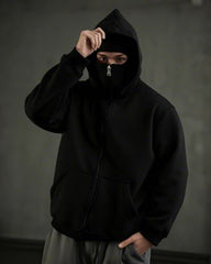 Big & Tall Men's Solid Color Fleece Zipped Double Hood Cardigan Hoodie Sweatshirt