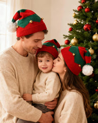 Autumn And Winter Classic Red And Green Color Matching Elves Christmas Hat Knitted Parent Hat Gift