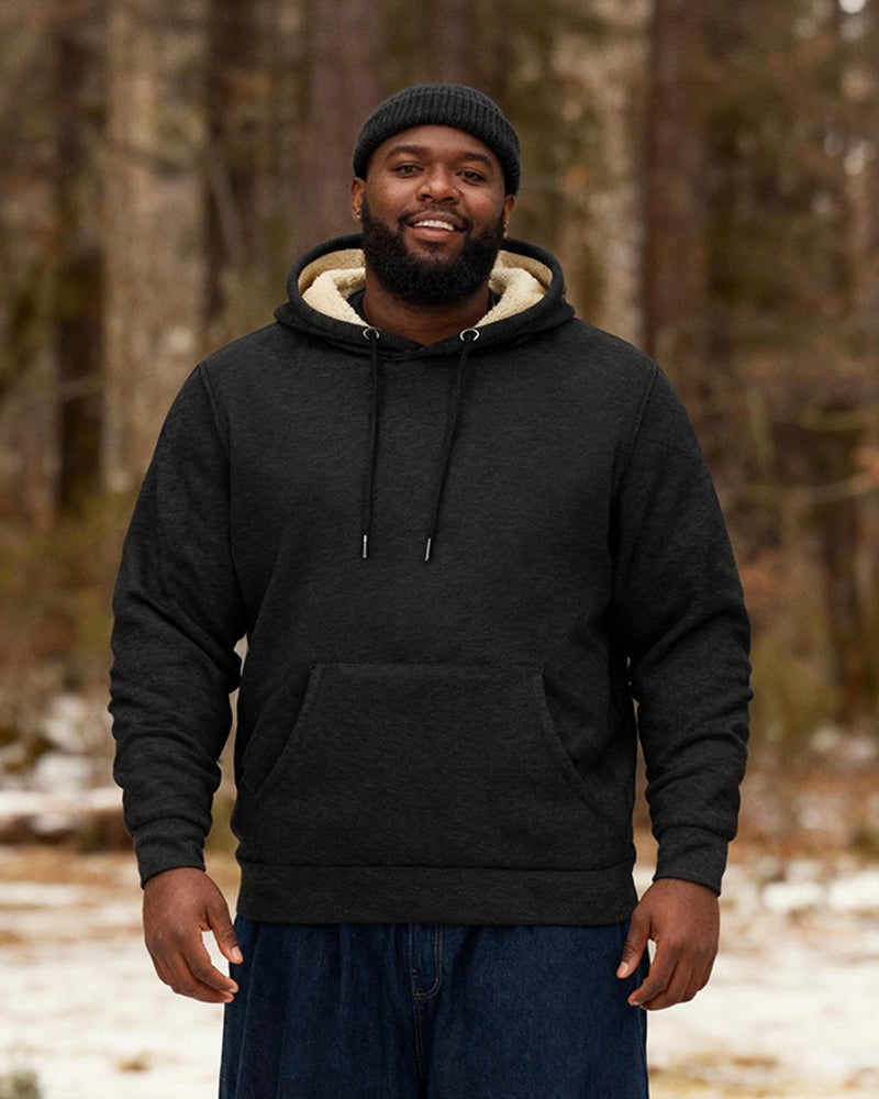 Big & Tall Men's Solid Color Velvet Thickened Hoodie S-3XL