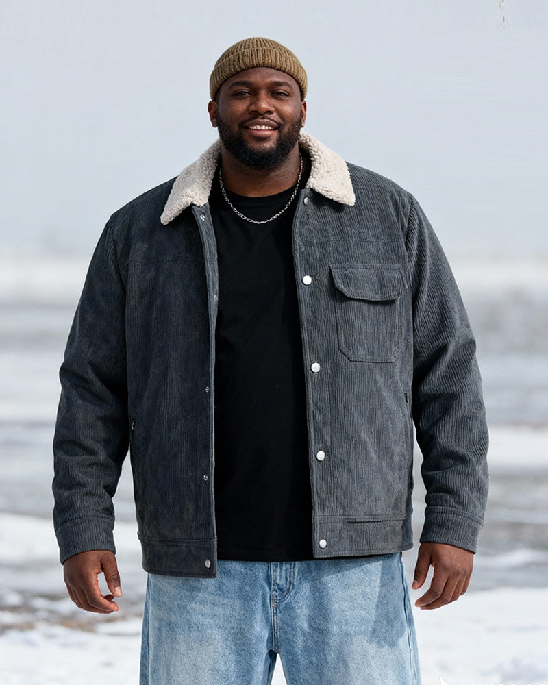Big & Tall Men's Thickened Lamb Corduroy Casual Jacket L-9XL
