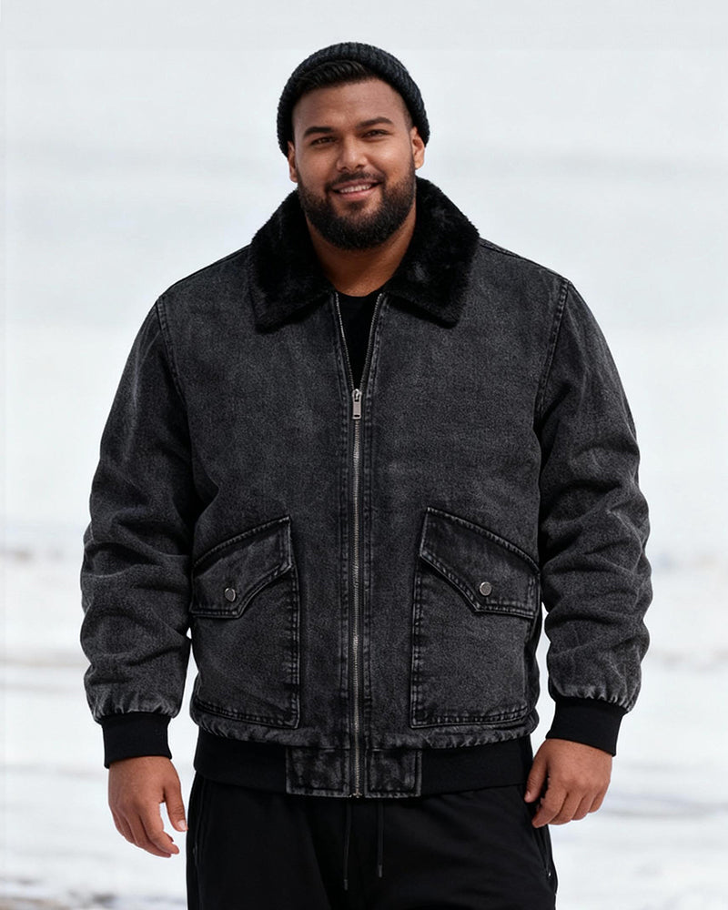 Big & Tall Men's Thickened Washed Denim Jacket S-XL