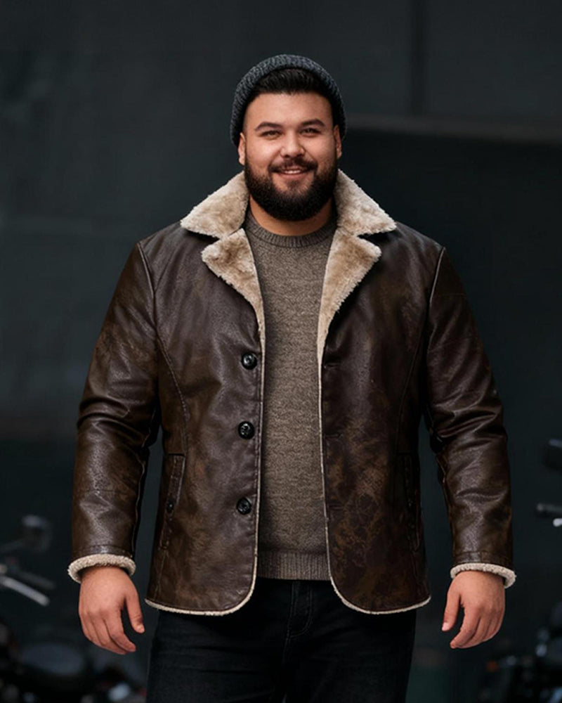 Big & Tall Men's Thickened Large Laps Suit Motorcycle Jacket S-4XL