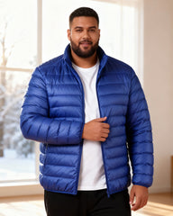 Big & Tall Men's Solid Color Vertical Collar Light Down Cotton-padded Jacket M-6XL