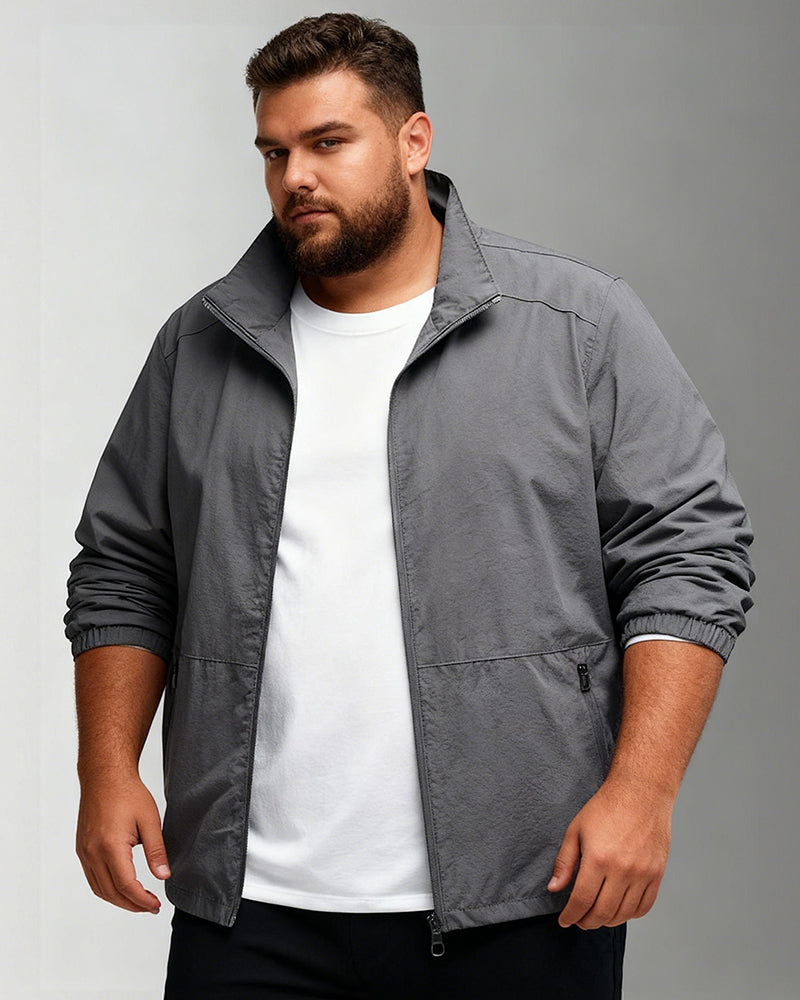 Big & Tall Men's Standing Collar Quick-drying Thin Outdoor Assault Jacket M-5XL