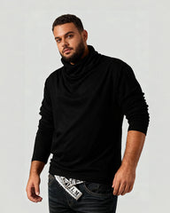 Big & Tall Men's Thin Pile Collar Long Sleeve Base Shirt Simple High Collar T-shirt M-3XL