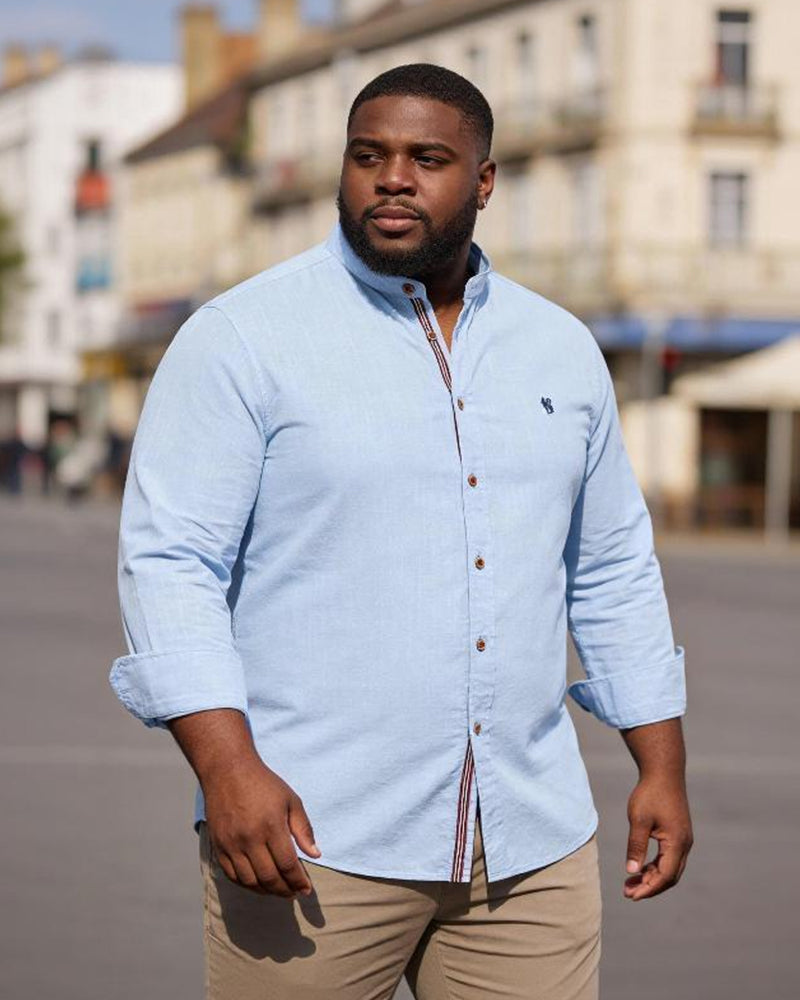 Big & Tall Men's Casual Fashion Solid Color Cotton Linen Long Sleeve Shirt XS-2XL