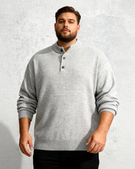 Big & Tall Men's Casual Solid Color Henry Neck Sweater M-3XL