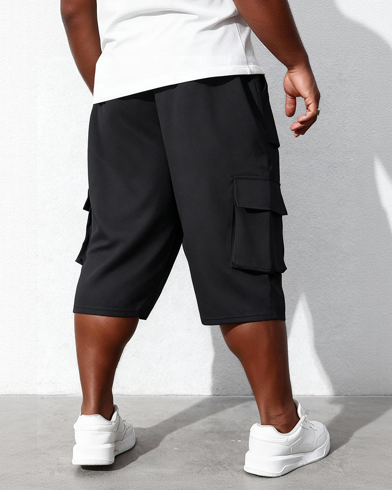 Big & Tall Men's Drawstring Multi-Pocket Loose Casual Claw Pants 7-Point Pants 2XL-6XL