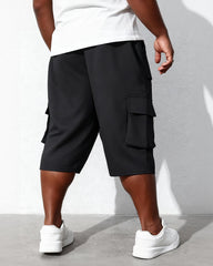 Big & Tall Men's Drawstring Multi-Pocket Loose Casual Claw Pants 7-Point Pants 2XL-6XL