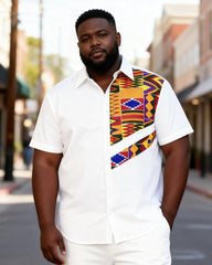 Big & Tall Men's Ghana Kent Pattern Patchwork Short Sleeve Shirt