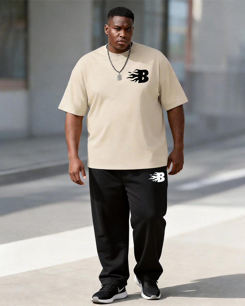 Big & Tall Men's Khachi Flame B Letter Printed T-Shirt Pants Set