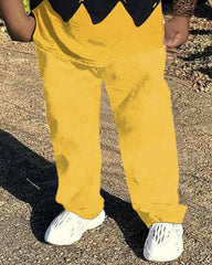 Big & Tall Men's Yellow Black Wave Print T-Shirt Pants Set