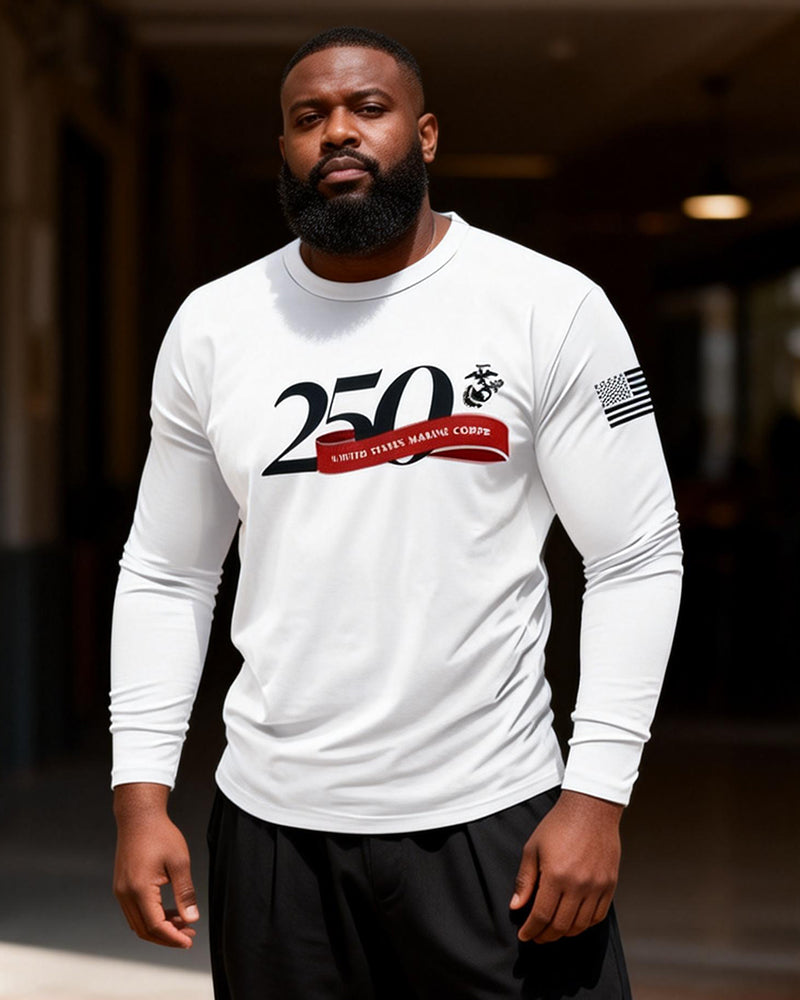 Big & Tall Men's Marine Corps 250 Anniversary Printed Long Sleeve Tee