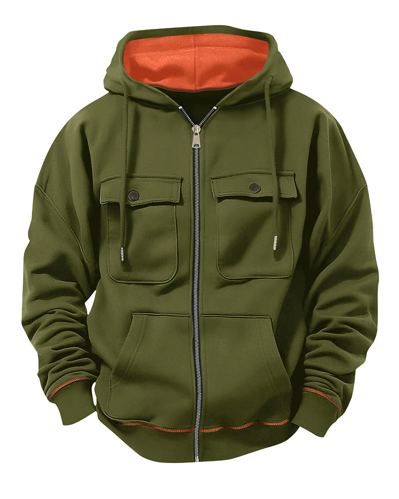 Big & Tall Men's Thickened Zipper Hooded Cardigan S-2XL