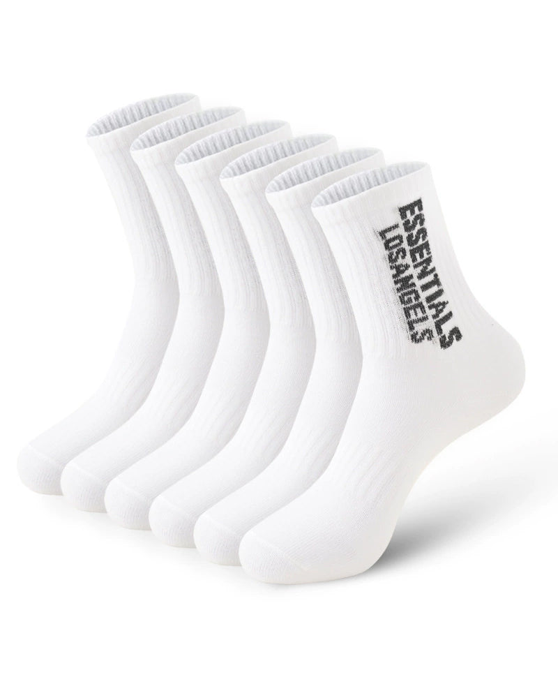 5 Pairs/10 Pairs Men/Women Solid Color Ankle Socks,  Black & White, Versatile Crew Socks For All Seasons, Fall