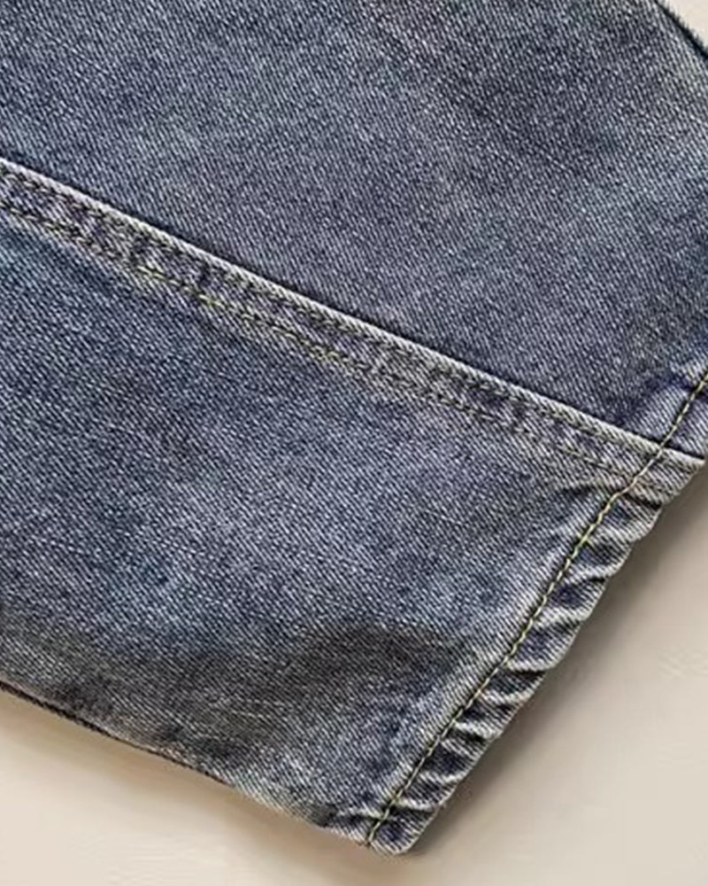 Big & Tall Men's Washed Vintage Jeans Straight Tapered Pants M-8XL