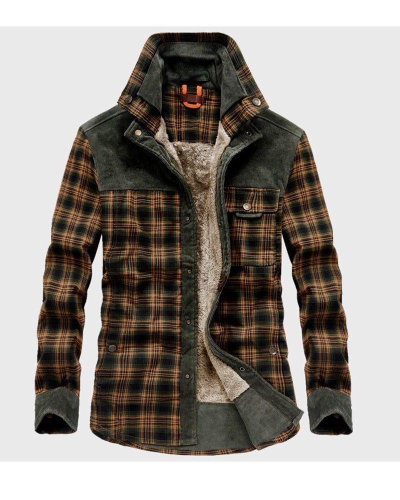 Big & Tall Men's Thickened Long Sleeve Plaid Shirt Jacket M-4XL