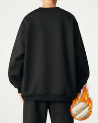 Big & Tall Men's Classic Solid Color Padded Lambswool Crew Neck Sweater M-5XL