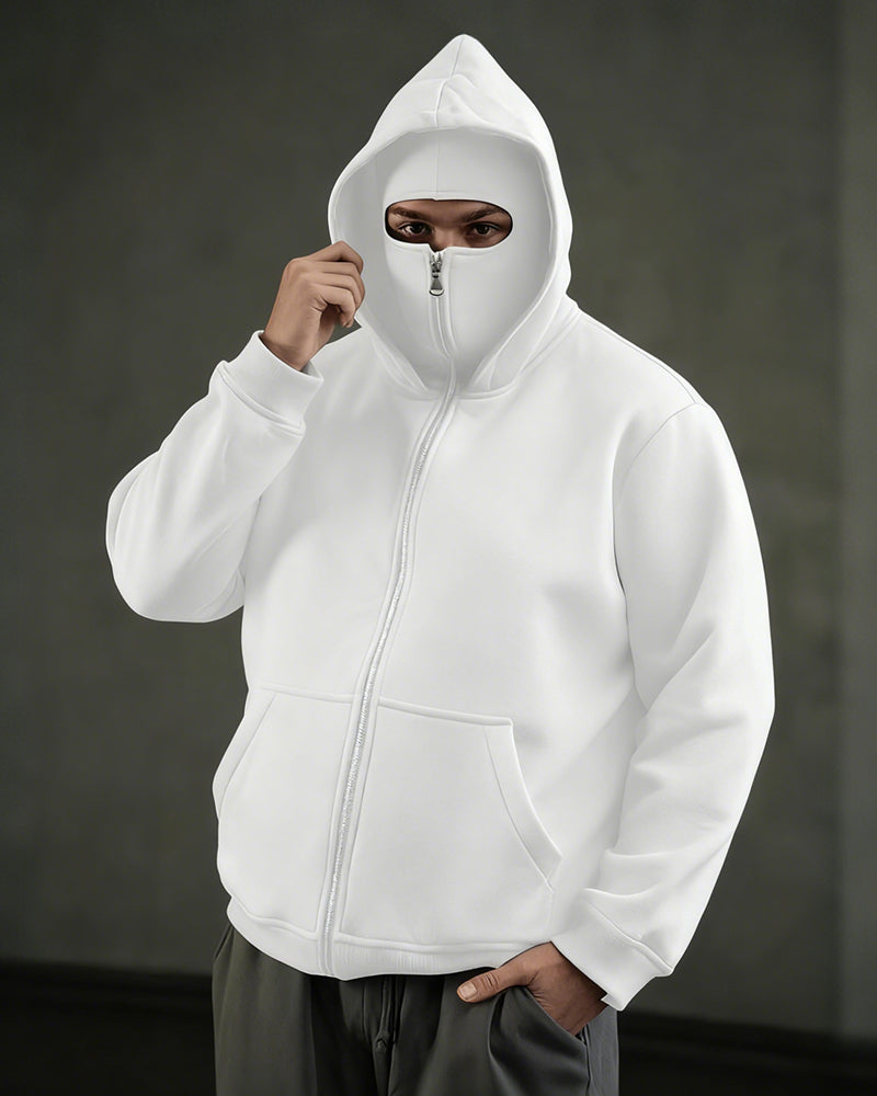 Big & Tall Men's Solid Color Fleece Zipped Double Hood Cardigan Hoodie Sweatshirt