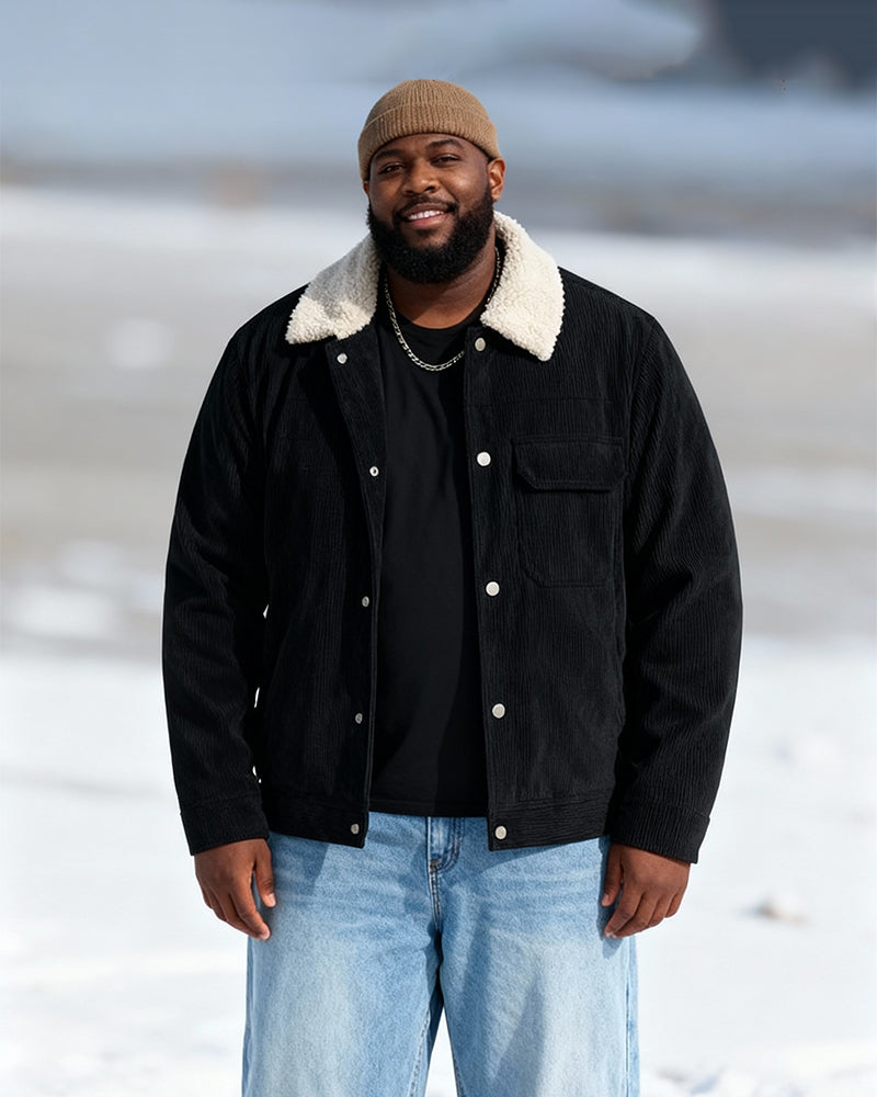 Big & Tall Men's Thickened Lamb Corduroy Casual Jacket L-9XL