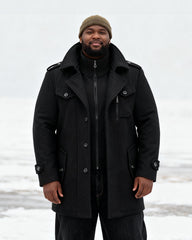 Big & Tall Men's Fashion Double Collar Business Wool Coat M-6XL