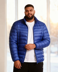 Big & Tall Men's Solid Color Vertical Collar Light Down Cotton-padded Jacket M-6XL