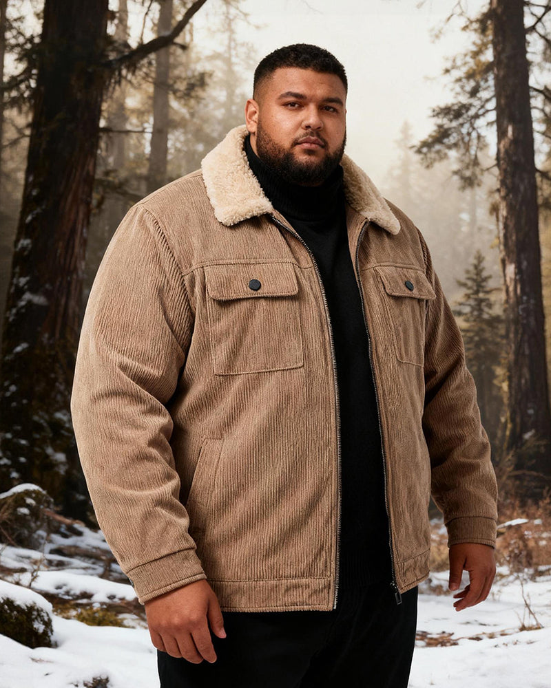 Big & Tall Men's Corduroy Thickened Lambskin Jacket Coat M-5XL