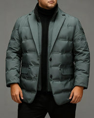 Big & Tall Men's Winter Down Suit Can Be Removable With Vertical Collar Fake Two-piece M-6XL