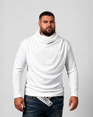 Big & Tall Men's Thin Pile Collar Long Sleeve Base Shirt Simple High Collar T-shirt M-3XL